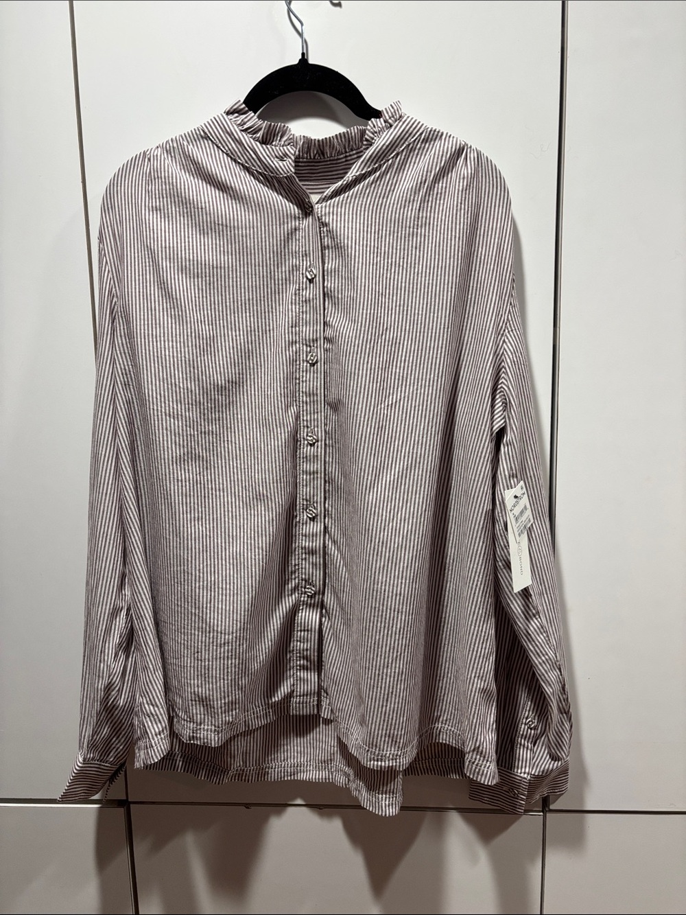 Treasure & Bond Burgundy & Ivory Pinstripe Button-Down Shirt
